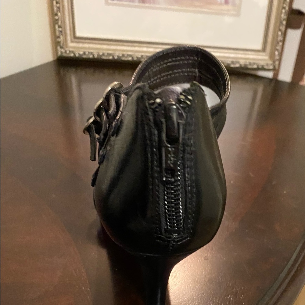 Nine West zipper back, open toe heels in Black - Picture 5 of 9